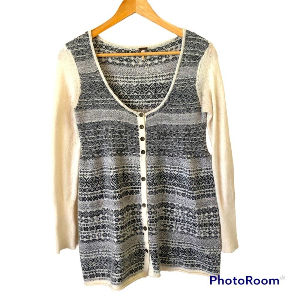Free People Sweater Women's Babydoll Angora Sweater y2k Merino 90s Fair Isle